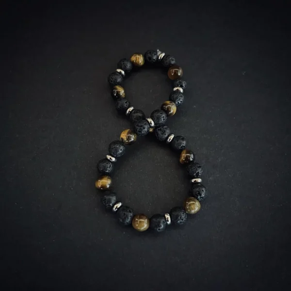 Bracciale in pietra lavica e occhio di tigre