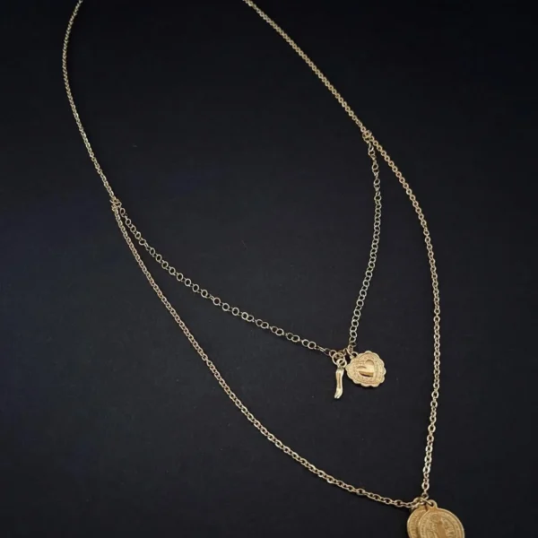 Collana doppia catena con pendente gold