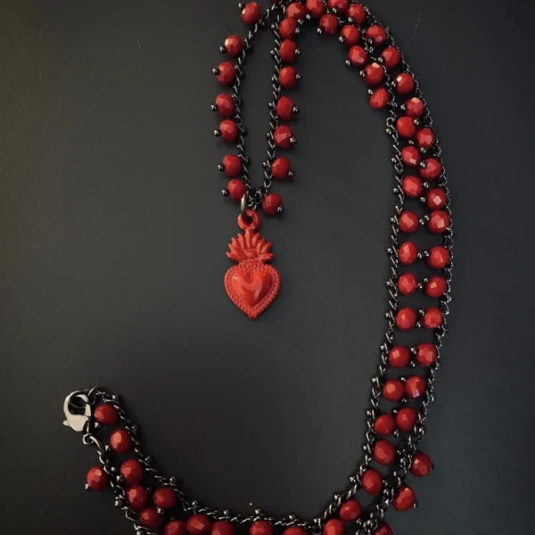 Collana girocollo Sacro Cuore red
