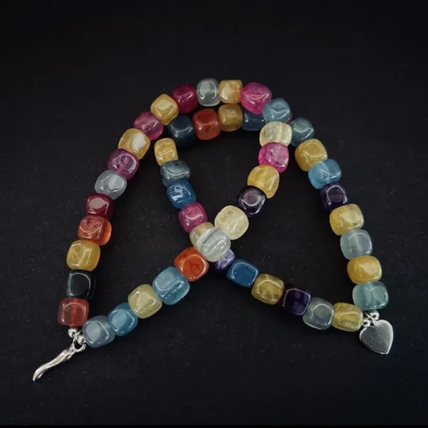 Bracciale Agate Cube agata multicolor e argento 925
